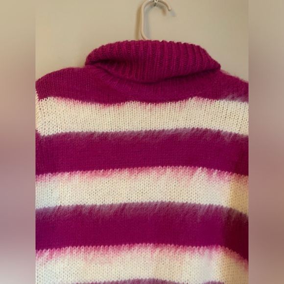 &Merci Fuzzy Striped Sweater turtleneck soft nwt mohair blend - Picture 4 of 9